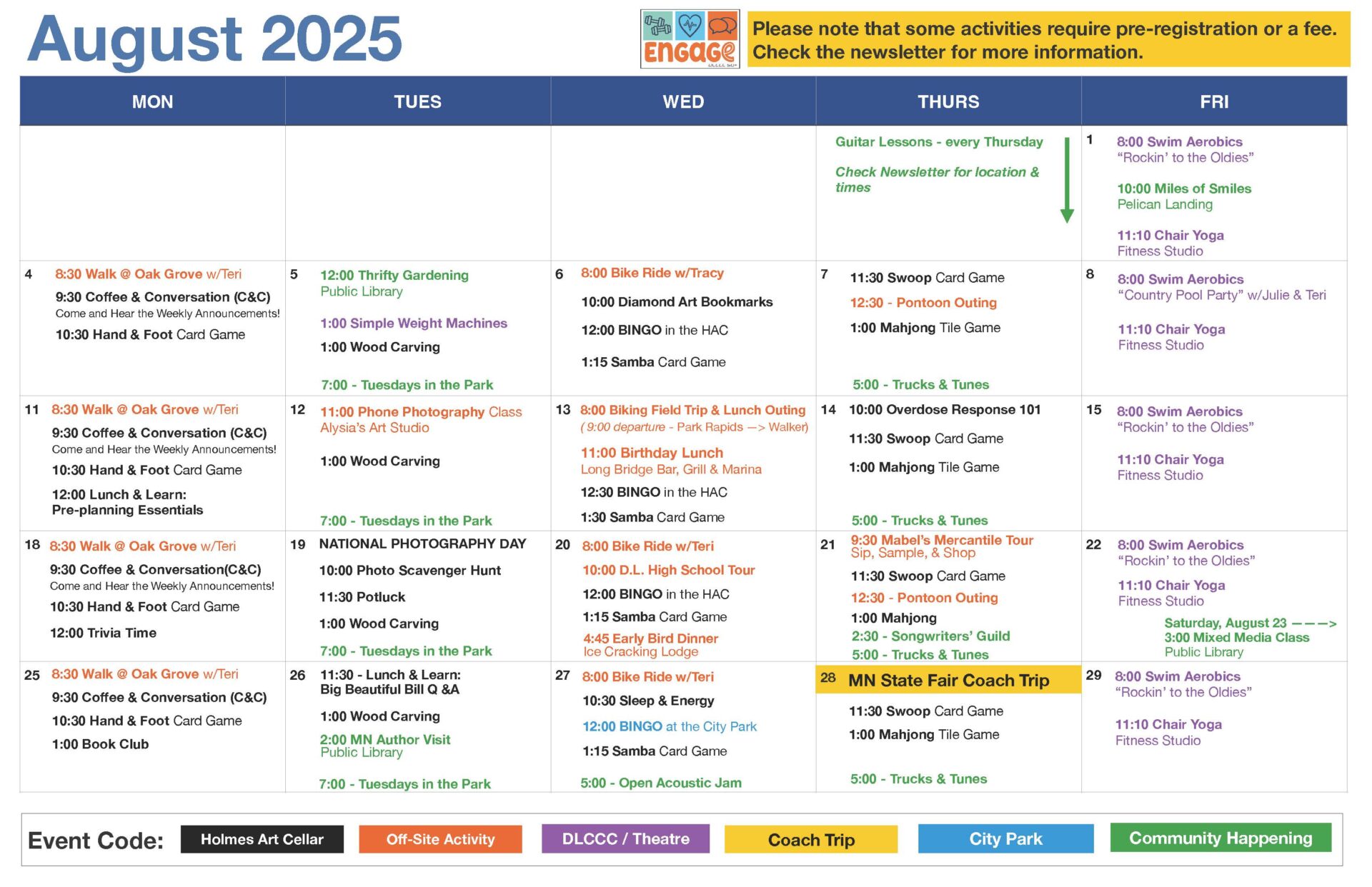 Engage August 2025 Calendar