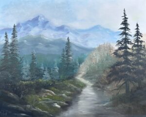 Misty Mountain Path Painting